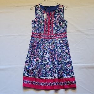 Talbots Blue and Pink Floral Cotton Dress